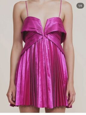 Acler Finnegan Pleated Mini Dress Pink Size 6